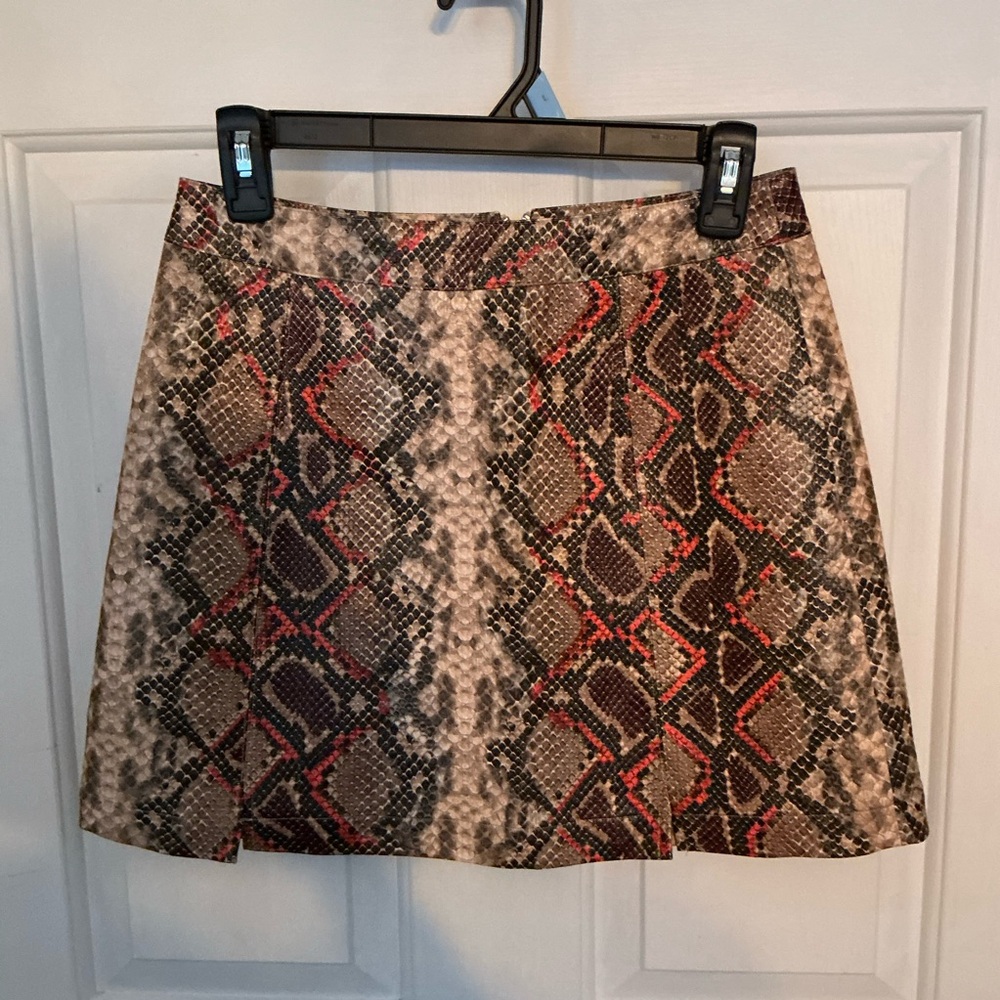 Alya Brown and Red Snake Print Mini Skirt